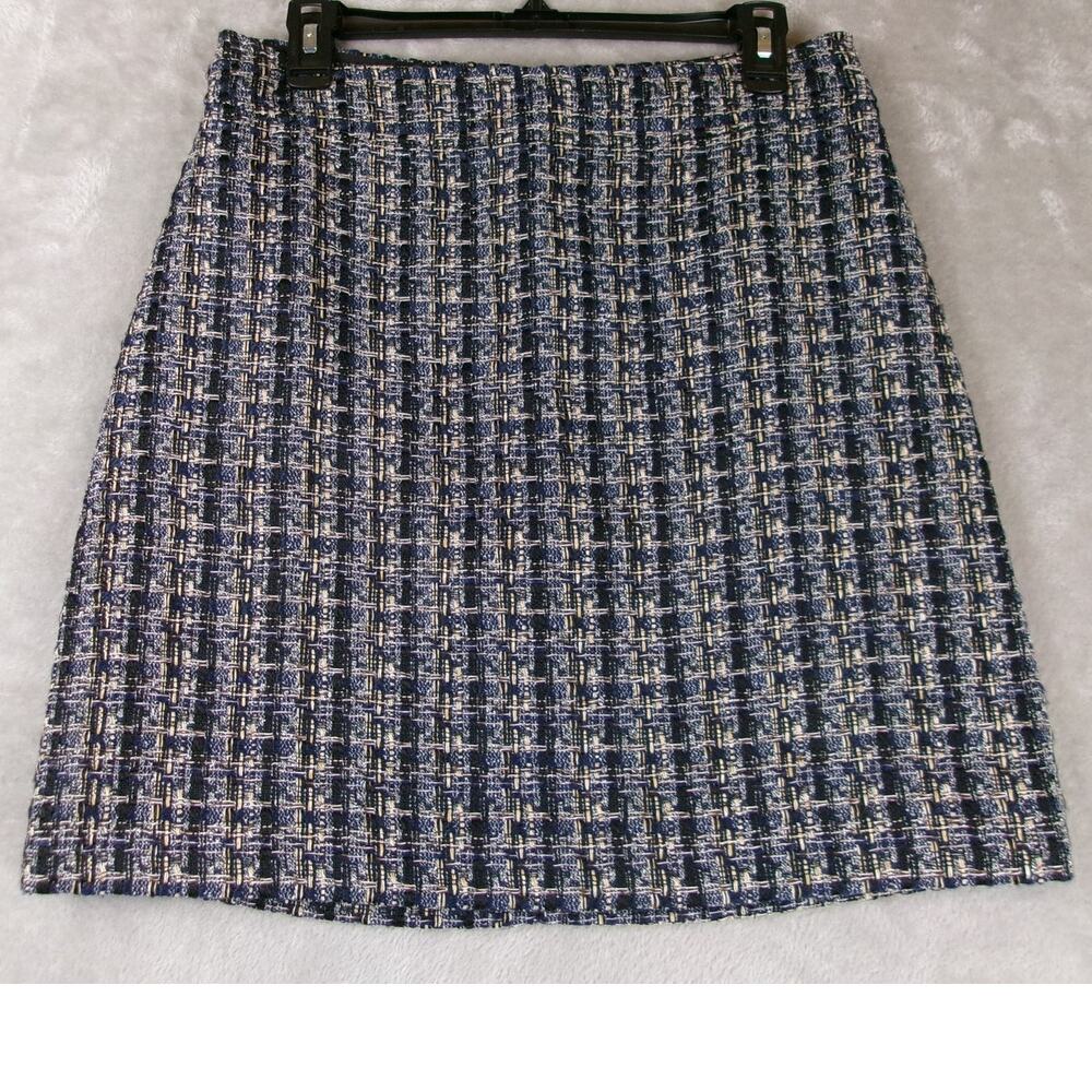 J.Crew Navy Tweed Boucle Mini Skirt Sz 8 Chanel Inspired Quiet Luxury